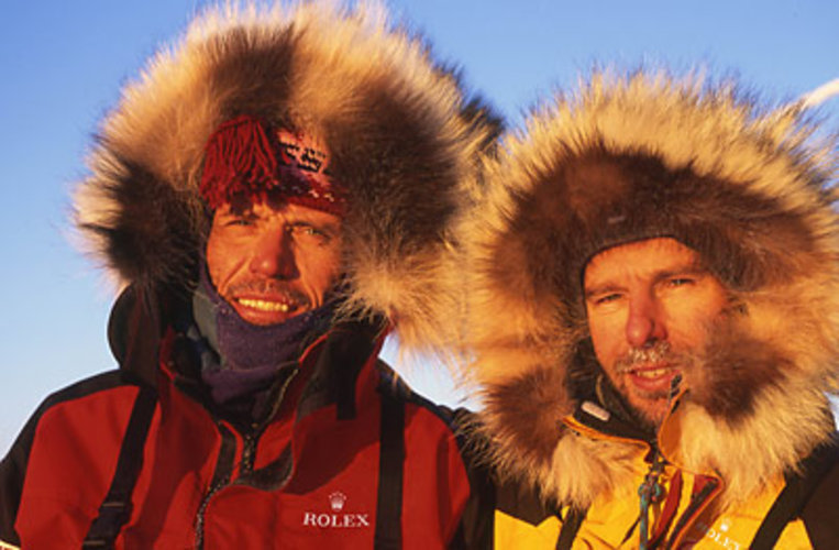 The two Arctic Arc explorers Alain Hubert (left) and Dixie Dansercoer