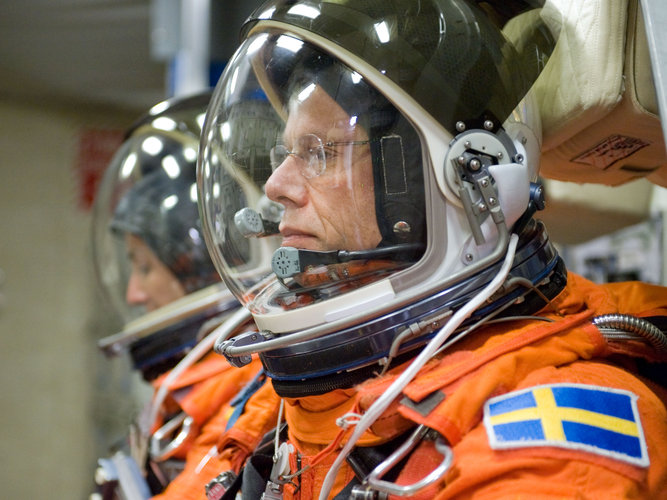 ESA astronaut Christer Fuglesang during STS-128 preflight training