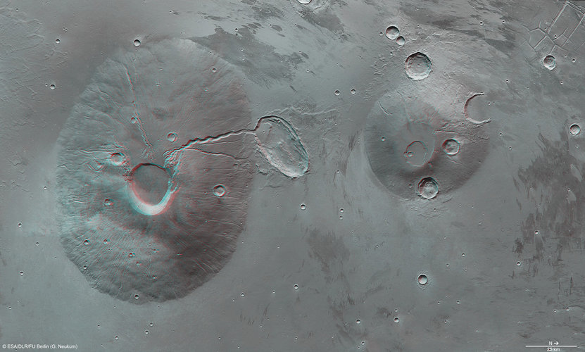 Ceraunius Tholus and Uranius Tholus in 3D