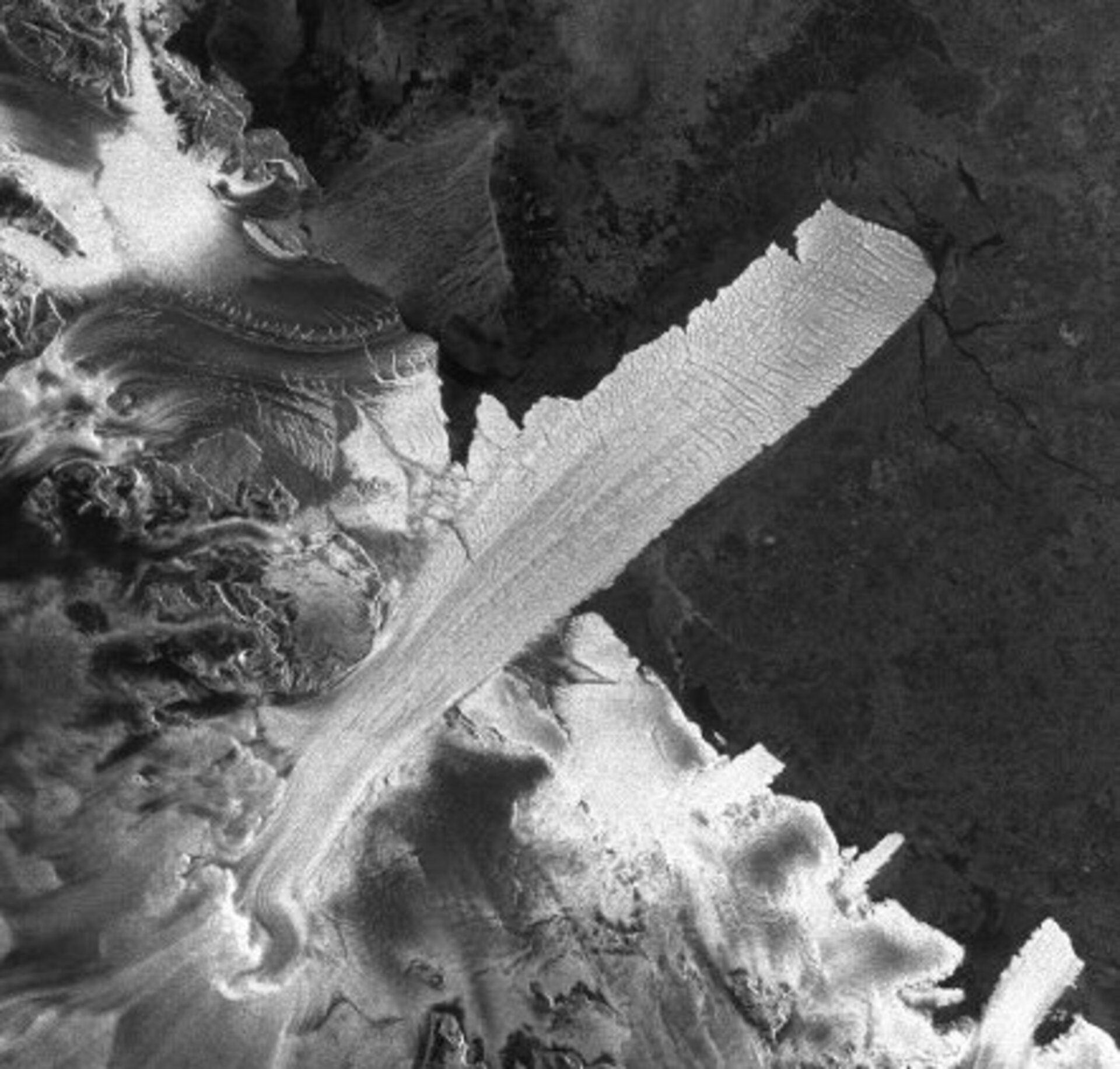 Immagine radar della lingua glaciale Drygalski in Antartide
