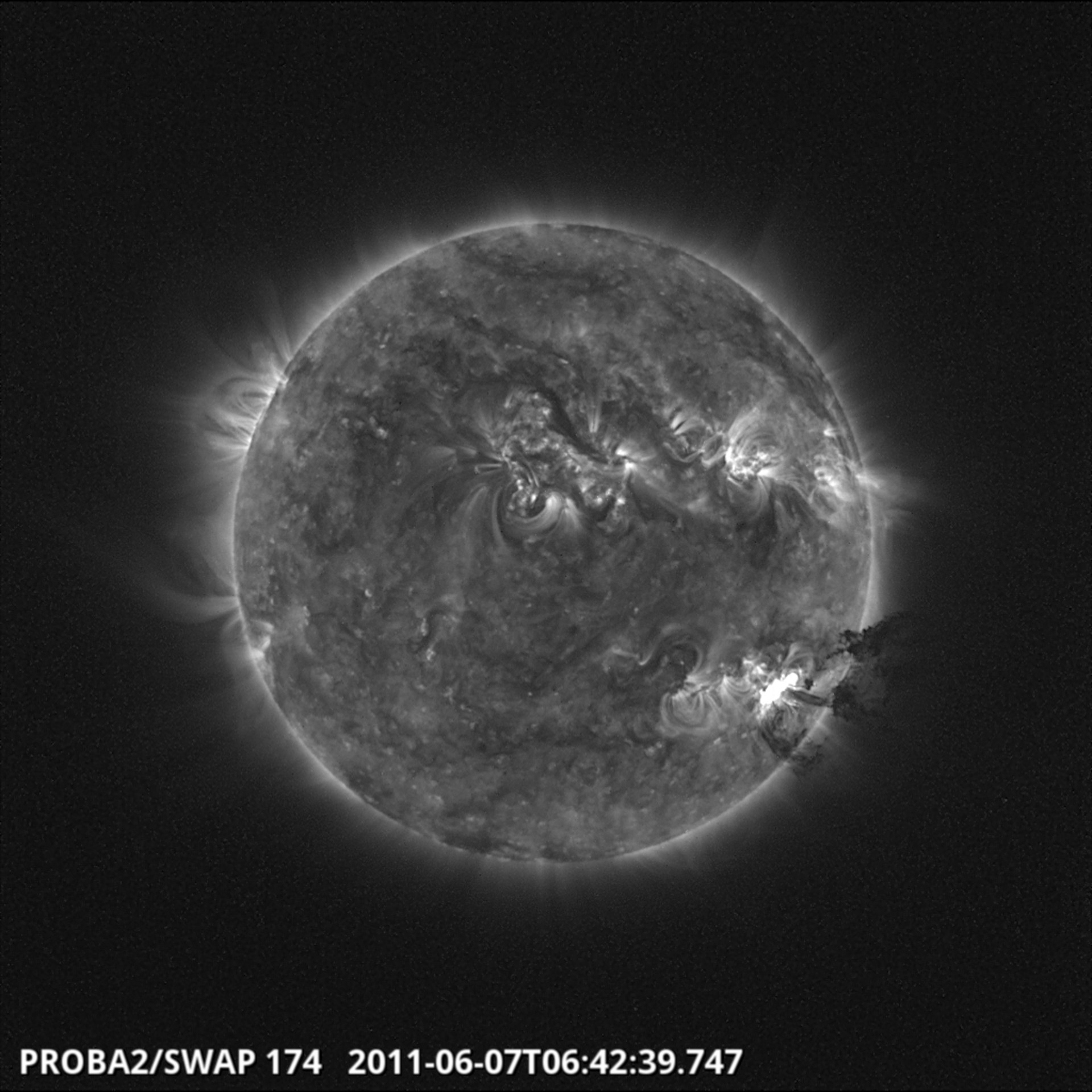 Solar prominence seen in context
