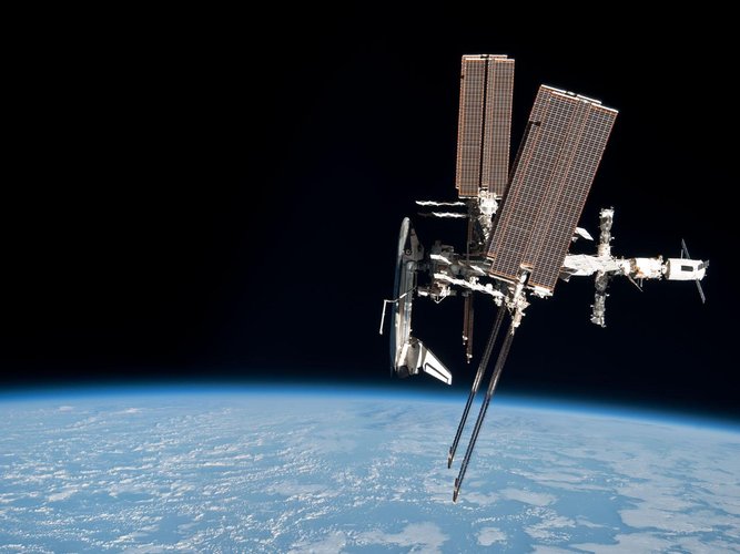 The International Space Station with ATV-2 and Endeavour