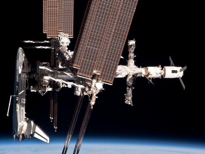 The International Space Station with ATV-2 and Endeavour