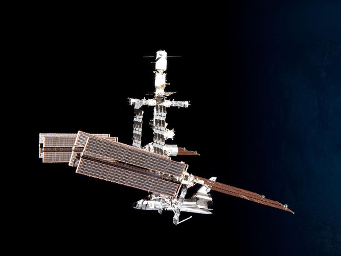 The International Space Station with ATV-2 and Endeavour