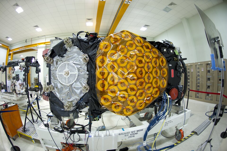 Galileo In-Orbit Validation (IOV) ProtoFlight Model during testing at Thales Alenia Space in Rome, May 2011