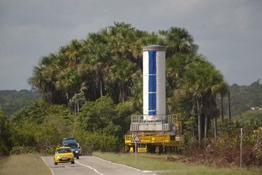 Transfer of Vega's P80 first stage to launch pad