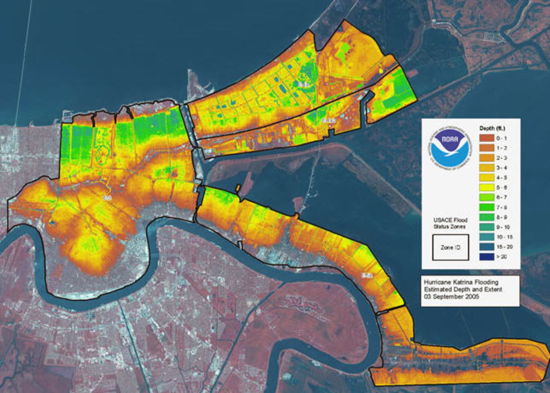 hurricane katrina map of affected areas