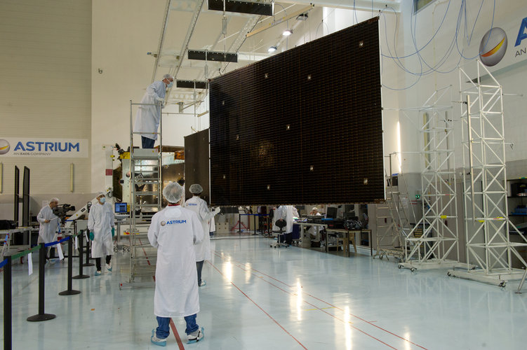 Alphasat solar array installation