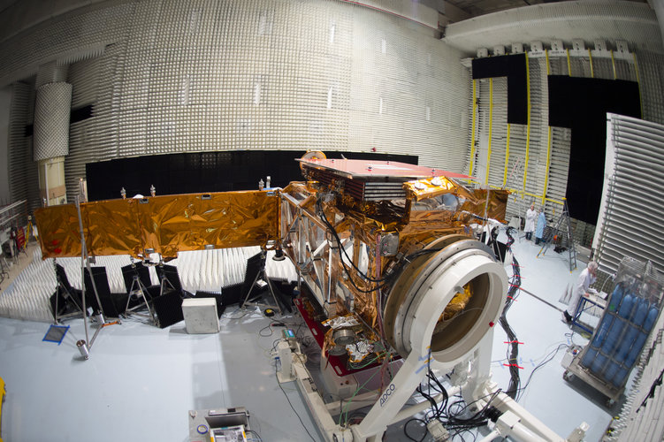 Sentinel-1A satellite during radio frequency tests