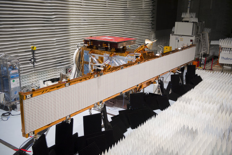 Sentinel-1A satellite during radio frequency tests