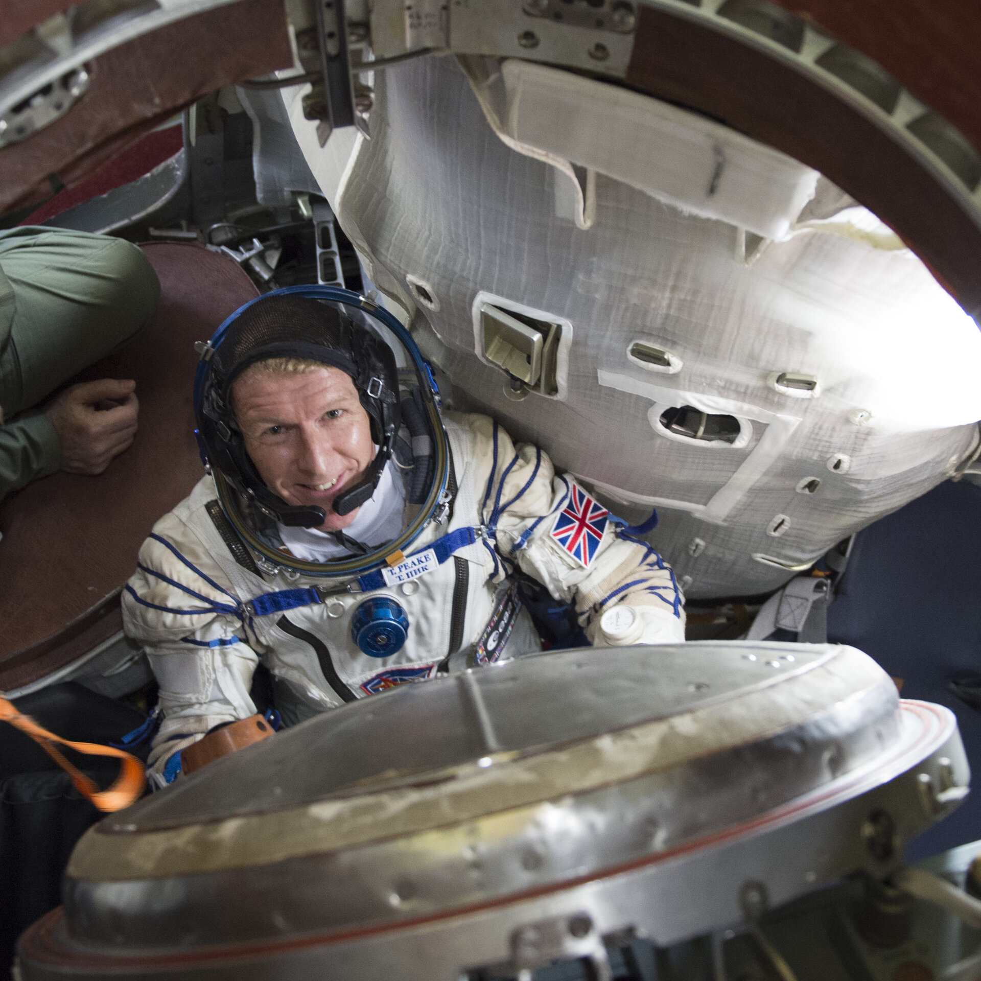 Timothy during training in the Soyuz TMA simulator