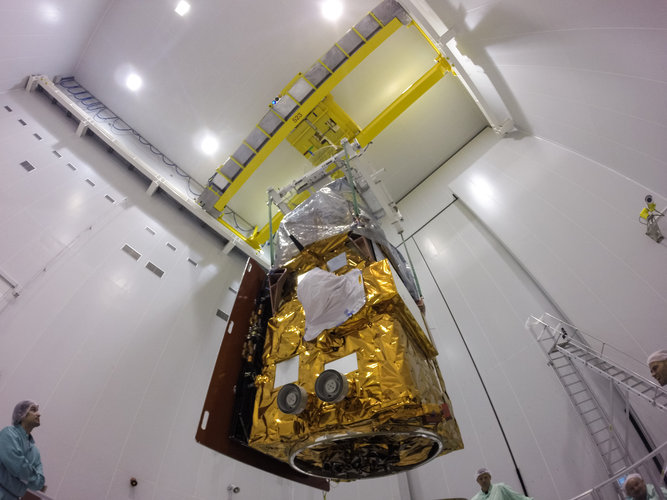 Sentinel-2A during its installation on its payload launcher adapter