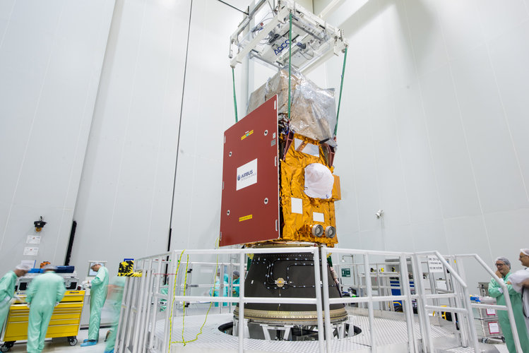 Sentinel-2A installed on its payload launcher adapter