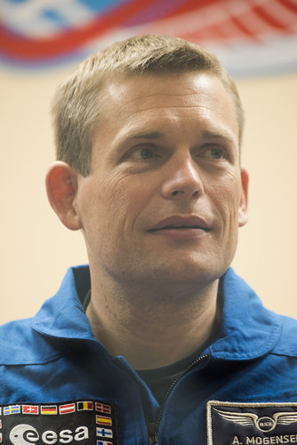 Andreas Mogensen during the press conference held at the Cosmonaut Hotel