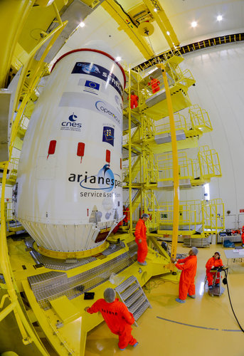 Soyuz VS14 upper composite in the S3B preparation building