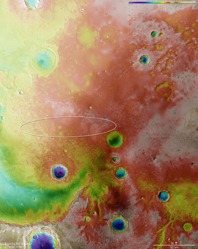 Meridiani Planum topography with Schiaparelli landing ellipse