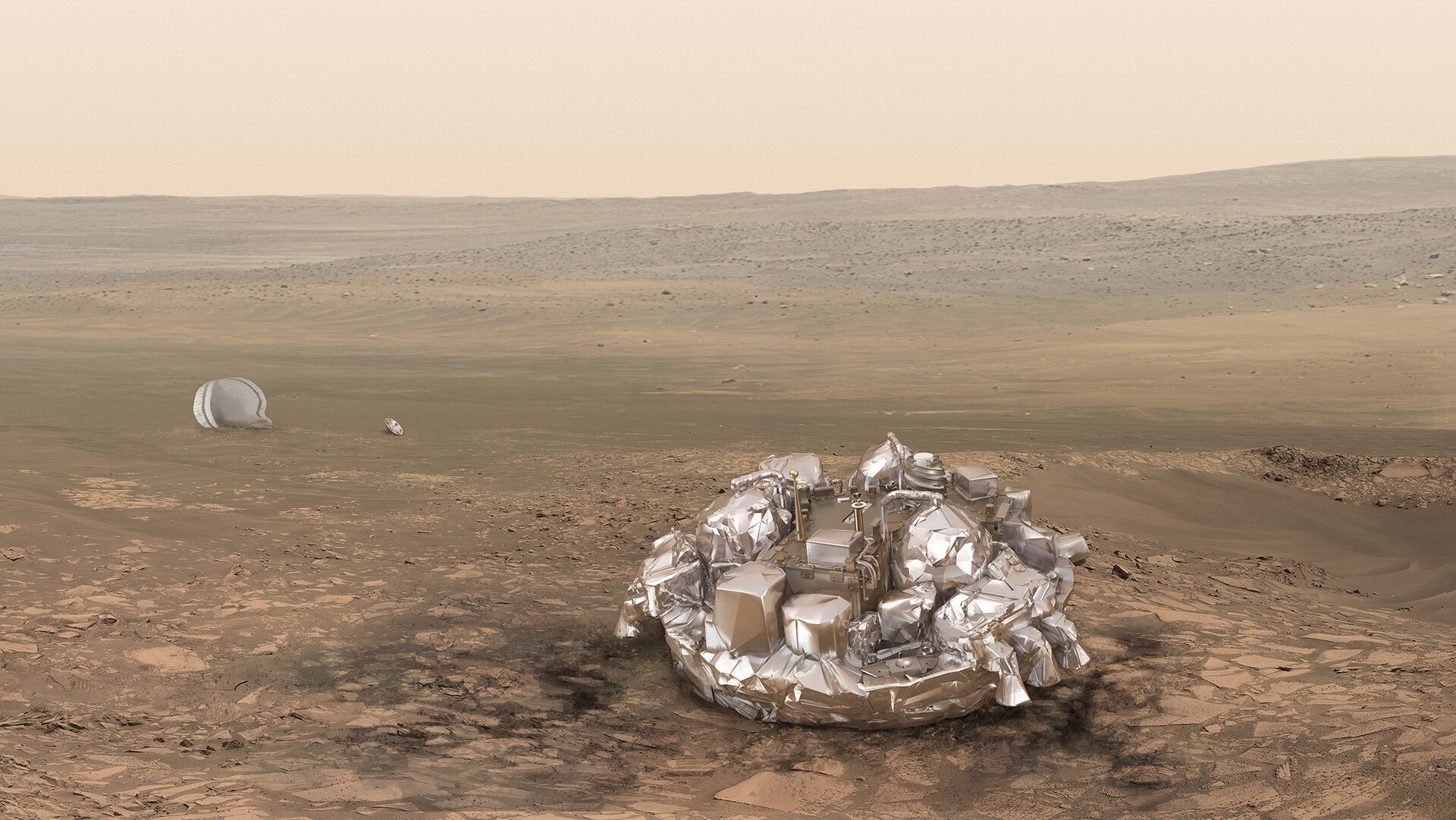 The Schiaparelli lander will look like this once it is on the surface of Mars
