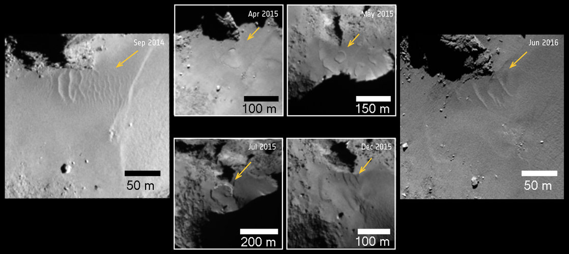 Comet changes: ripples and scarps in Hapi  