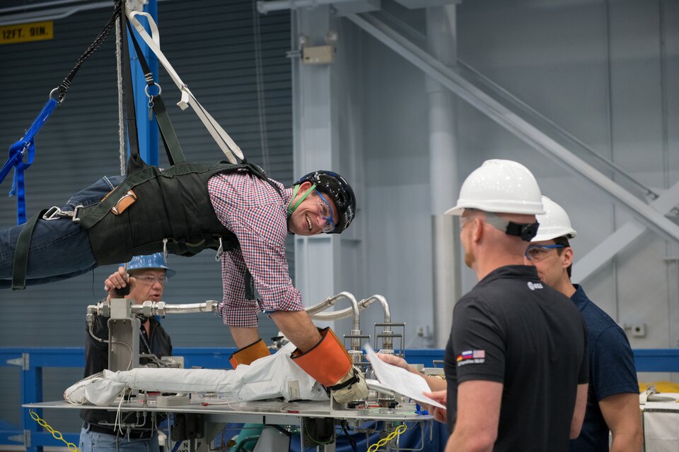 ESA astronaut Andreas Mogensen training for spacewalks