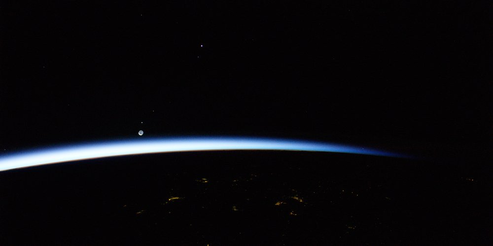 The Moon and Mars seen from Space Station