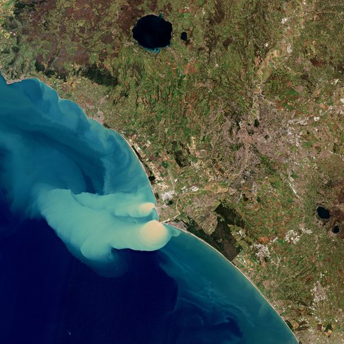 Sediment plume at sea