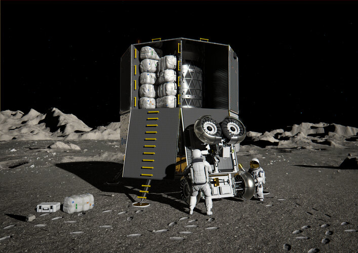 European Large Logistics Lander unloading cargo