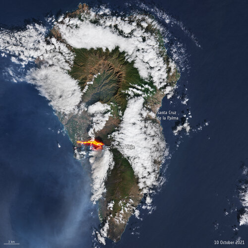 La Palma as captured by Copernicus Sentinel-2