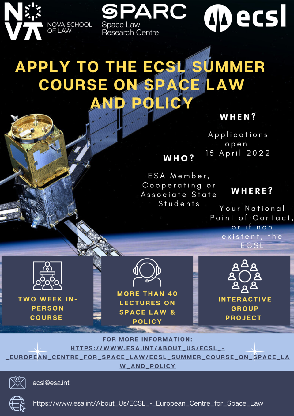 ESA Space Law & Policy Events