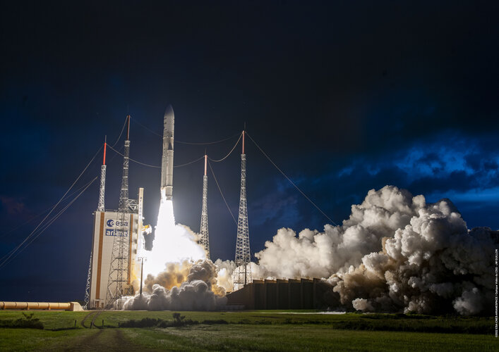 22 June 2022: Flight VA257, Ariane 5's first launch of 2022, carried two telecommunications satellites, MEASAT-3d and GSAT-24 to geostationary transfer orbit from Europe's Spaceport in French Guiana