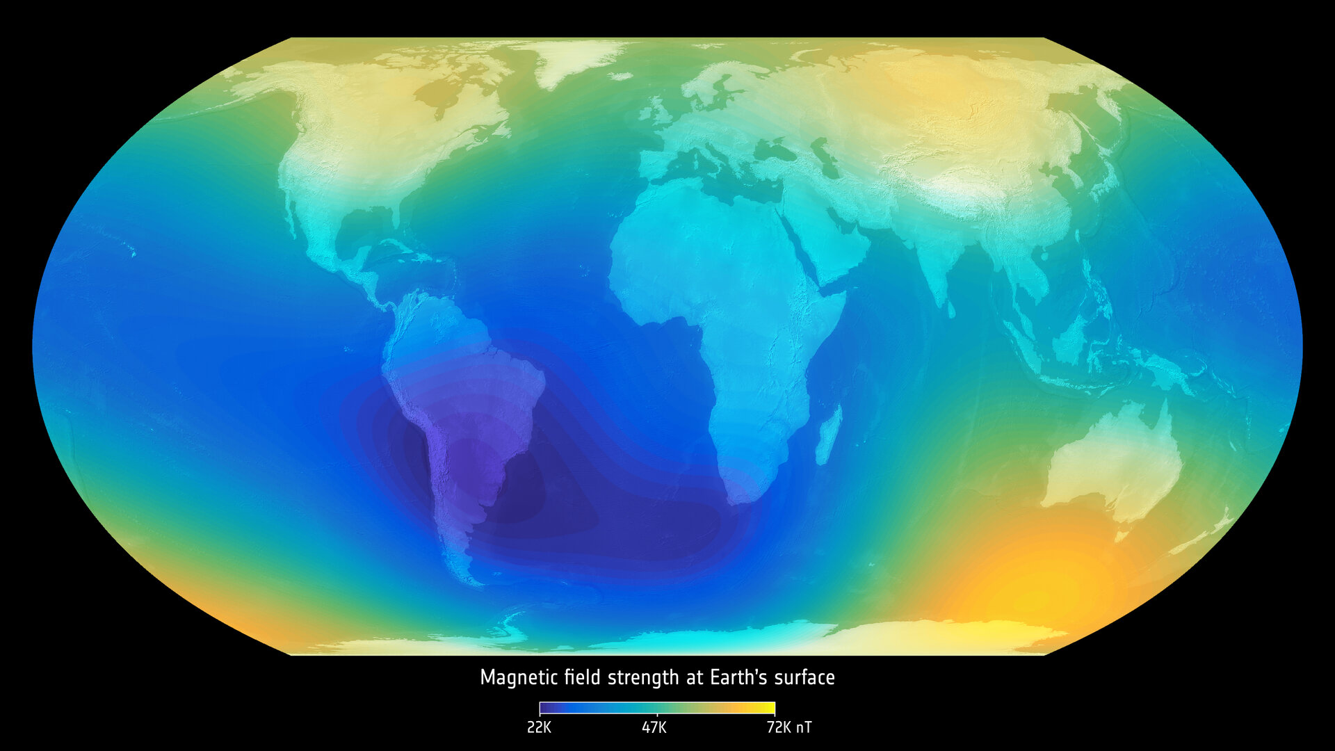 ESA - Strength of magnetic field surface
