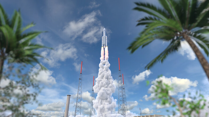 Juice liftoff through trees (artist's impression)