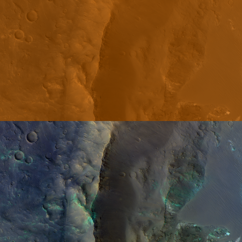 Alga Crater rim – comparing processing techniques
