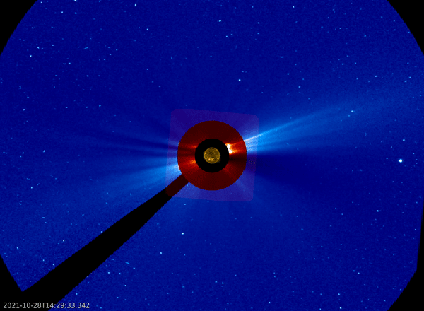 The solar outburst imaged by SOHO on 28 October 2021