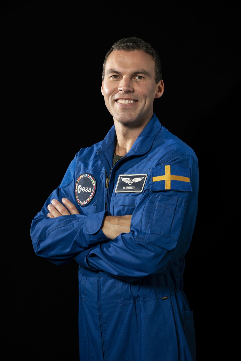 Marcus Wandt in his blue flight suit