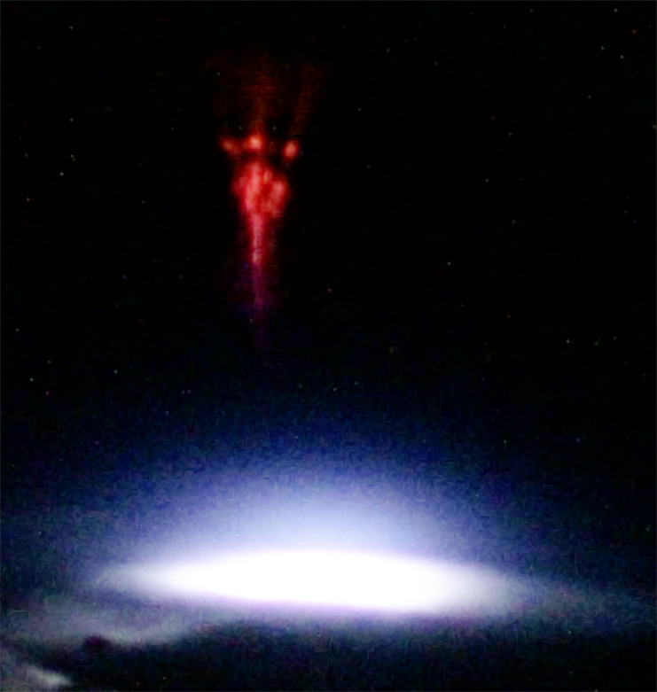 Red sprite over thundercloud