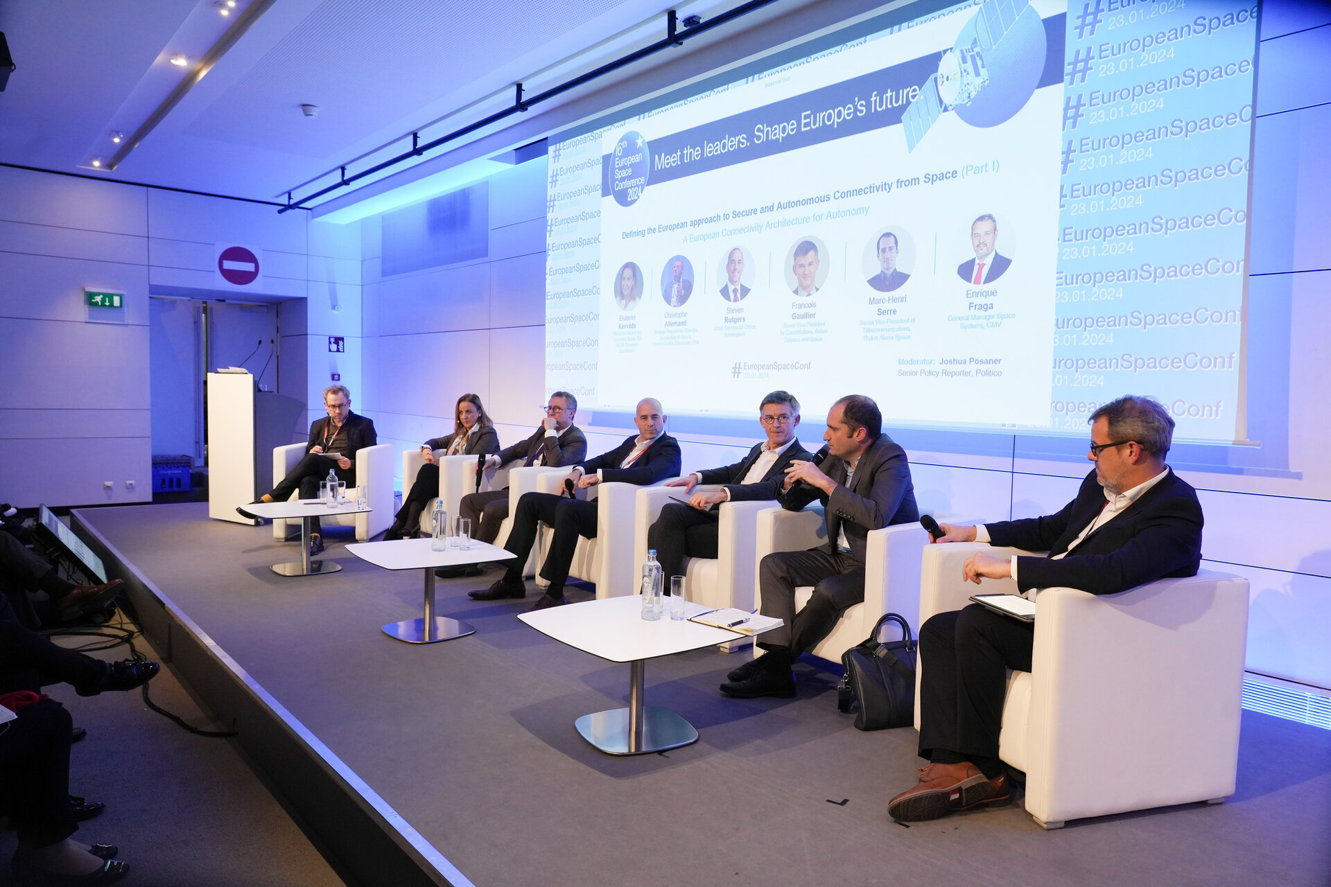 Panel members during the session "Defining the European approach to Secure and Autonomous Connectivity from Space".