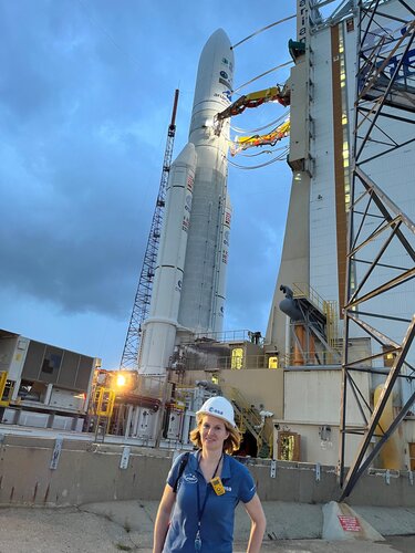 Tina in front of Ariane 5