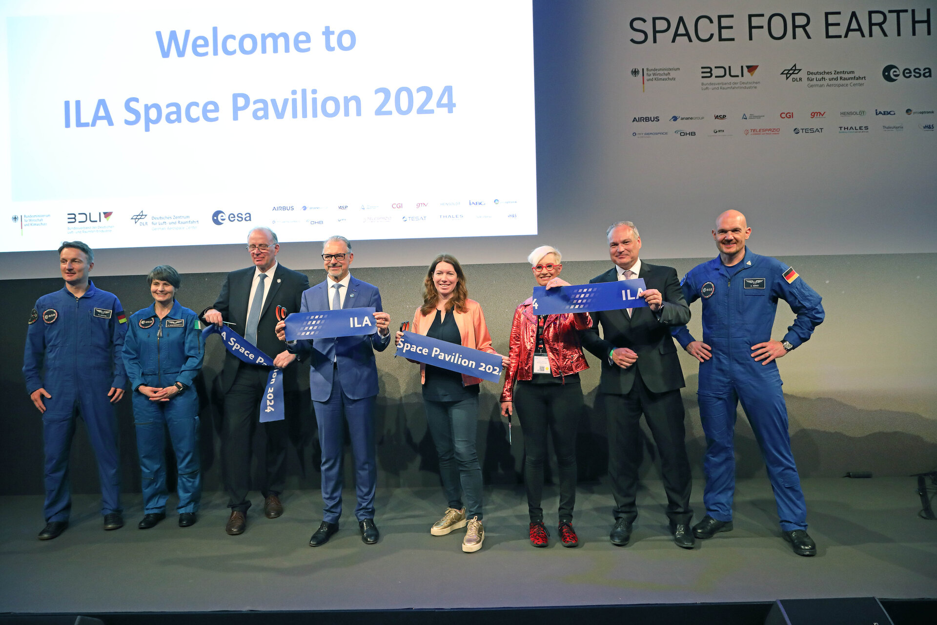 Ribbon-cutting ceremony at ILA Space Pavilion 2024.  