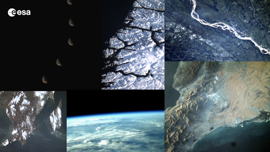 A collage of images taken by the camera onboard ESA's former OPS-SAT mission