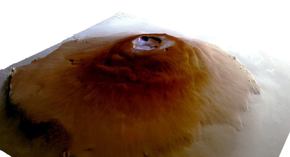 Perspective view of frosty Olympus Mons