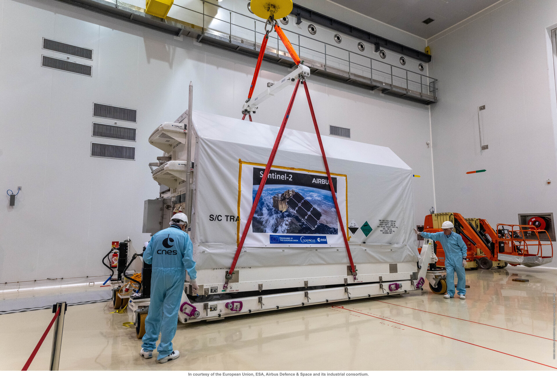 Preparing to open Sentinel-2C container