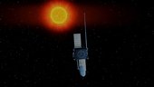 In this animation, ESA's future space weather satellite is seen positioned 'to the side' of the Earth-Sun system and monitoring a coronal mass ejection emitted by the Sun.