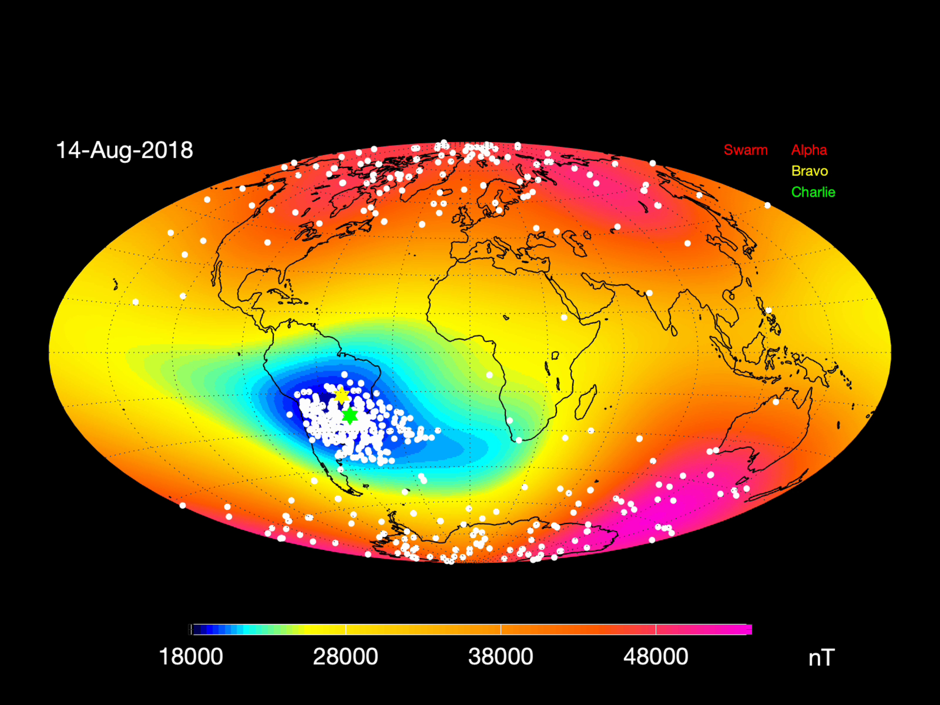 ESA Swarm estudia el debilitamiento del campo magnético terrestre